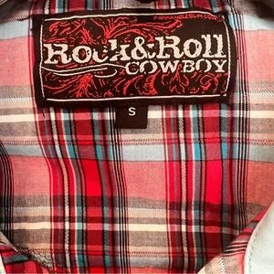 Rock & Roll Cowboy Men’s Small Western Shirt Red Plaid Snap Rodeo Lightweight